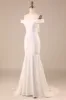 Simple Ivory Mermaid Lace-Up Back Long Wedding Dress sold by Zapaka