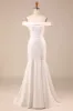 Simple Ivory Mermaid Lace-Up Back Long Wedding Dress sold by Zapaka