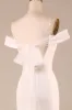 Simple Ivory Mermaid Lace-Up Back Long Wedding Dress sold by Zapaka