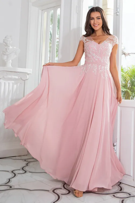 Pink Beaded Chiffon Mother of the Bride Dress sold by Zapaka