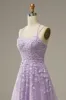 A-Line Purple Spaghetti Straps Long Prom Dress with Appliques sold by Zapaka