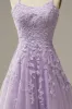 A-Line Purple Spaghetti Straps Long Prom Dress with Appliques sold by Zapaka