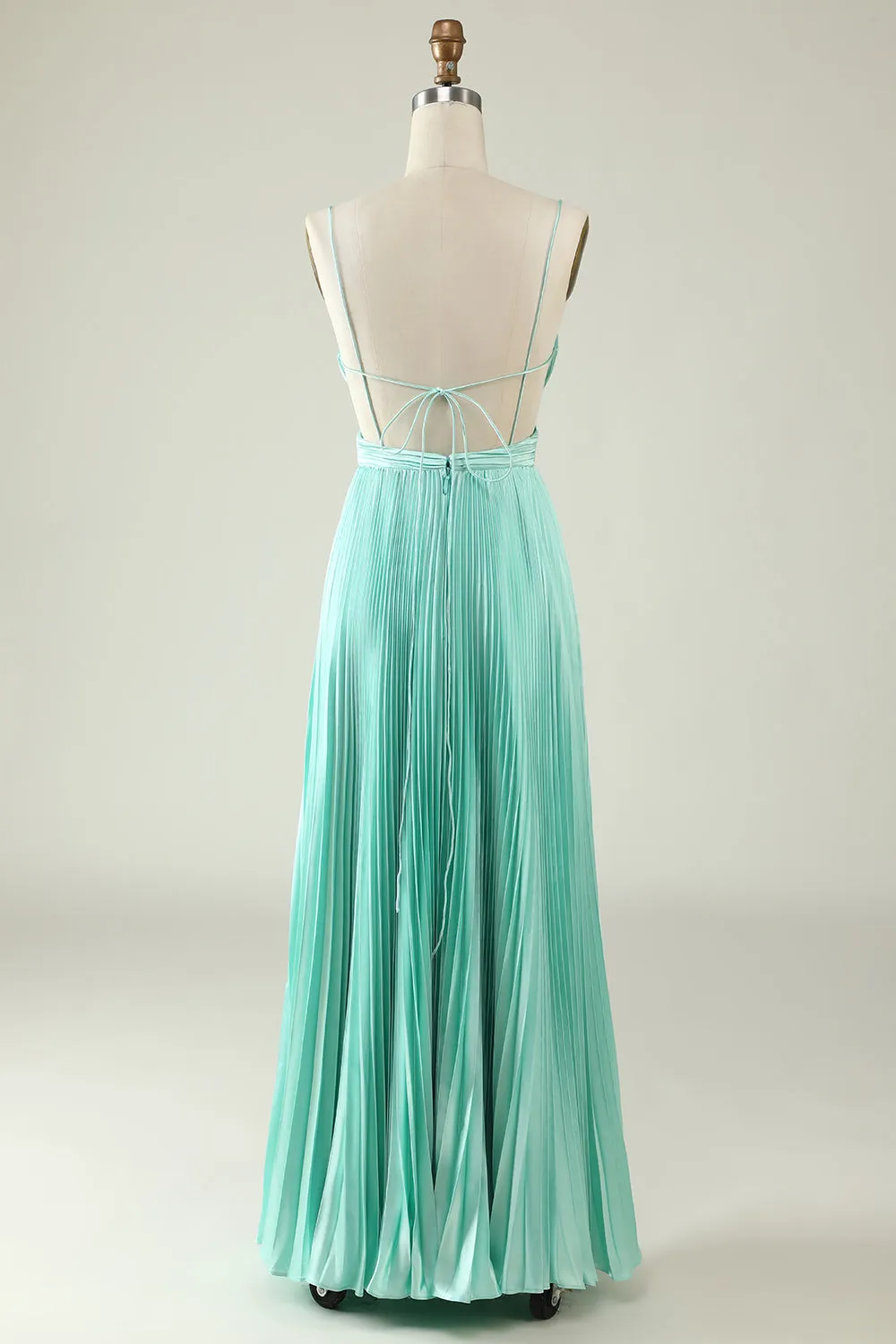 Mint Green Pleated Long Bridesmaid Dress sold by Zapaka product image thumbnail 2