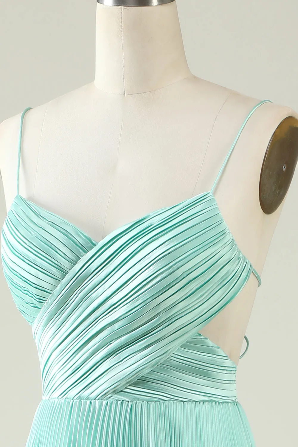 Mint Green Pleated Long Bridesmaid Dress sold by Zapaka product image thumbnail 5