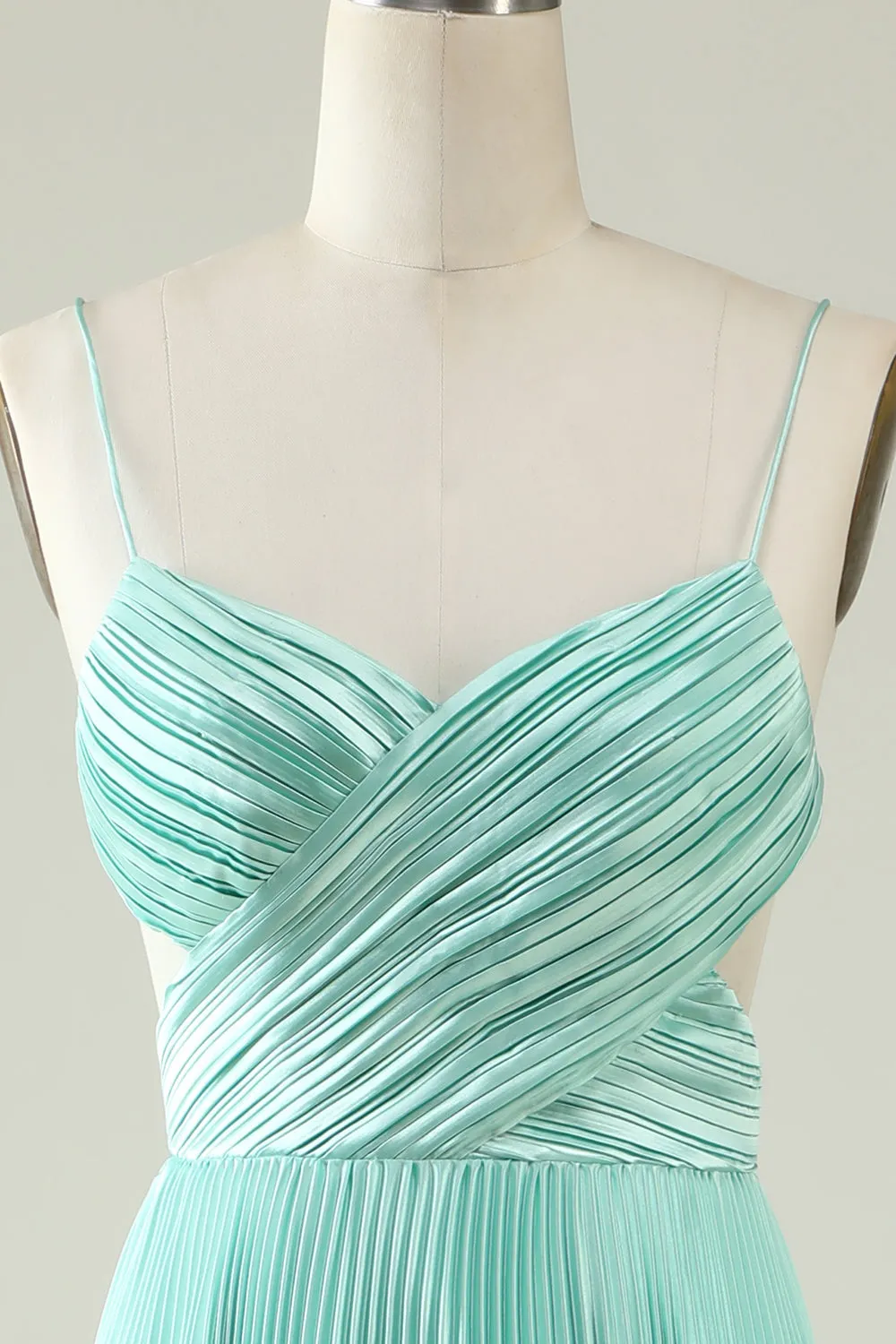 Mint Green Pleated Long Bridesmaid Dress sold by Zapaka product image thumbnail 4