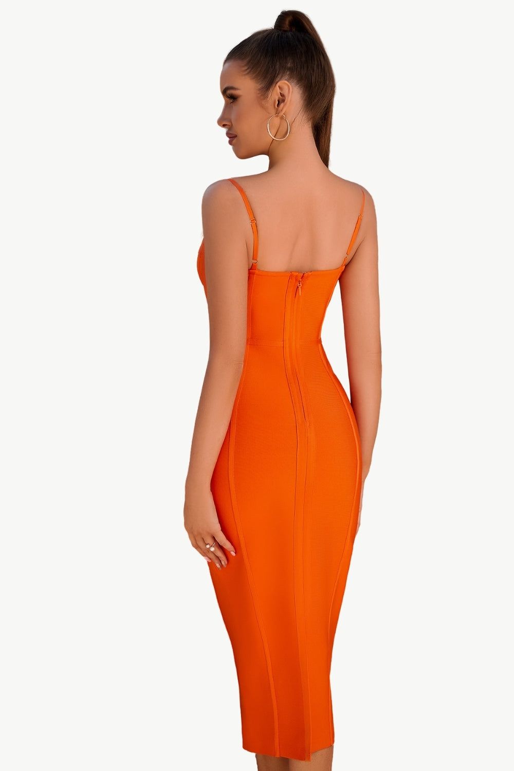 Orange Spaghetti Straps Bodycon Cocktail Dress sold by Zapaka product image thumbnail 2