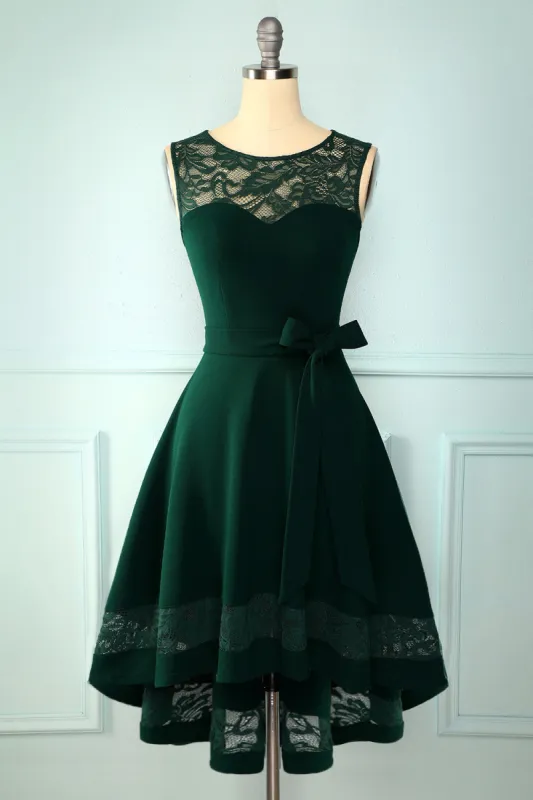 Dark Green High Low Dress sold by Zapaka