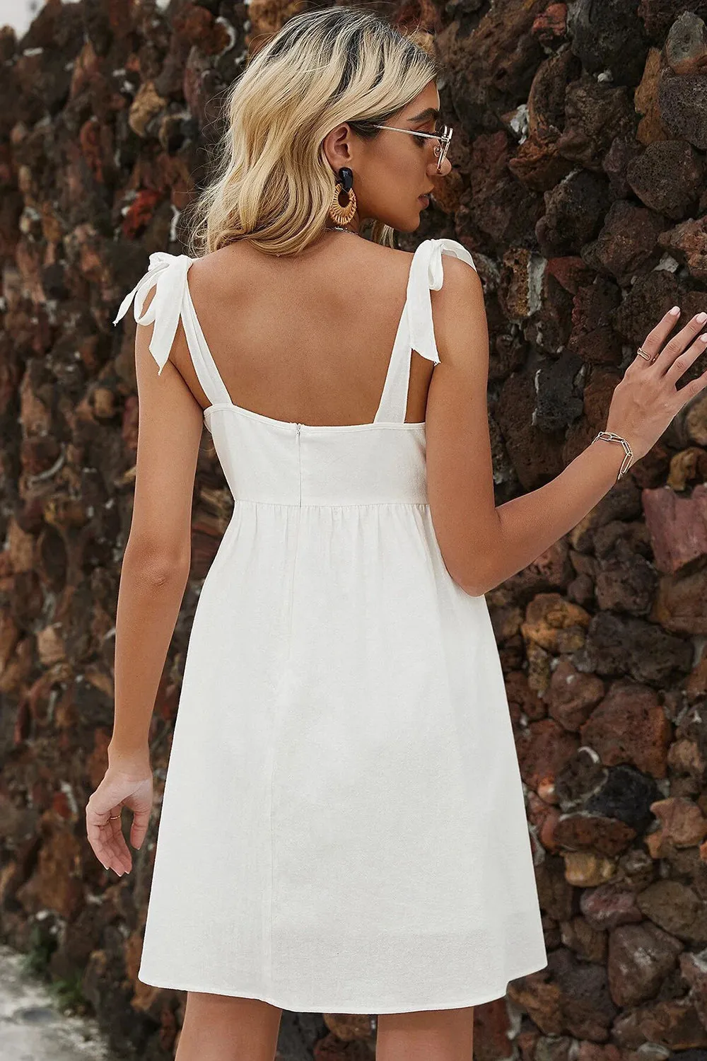 White Spaghetti Straps A Line Mini Graduation Dress sold by Zapaka product image thumbnail 2