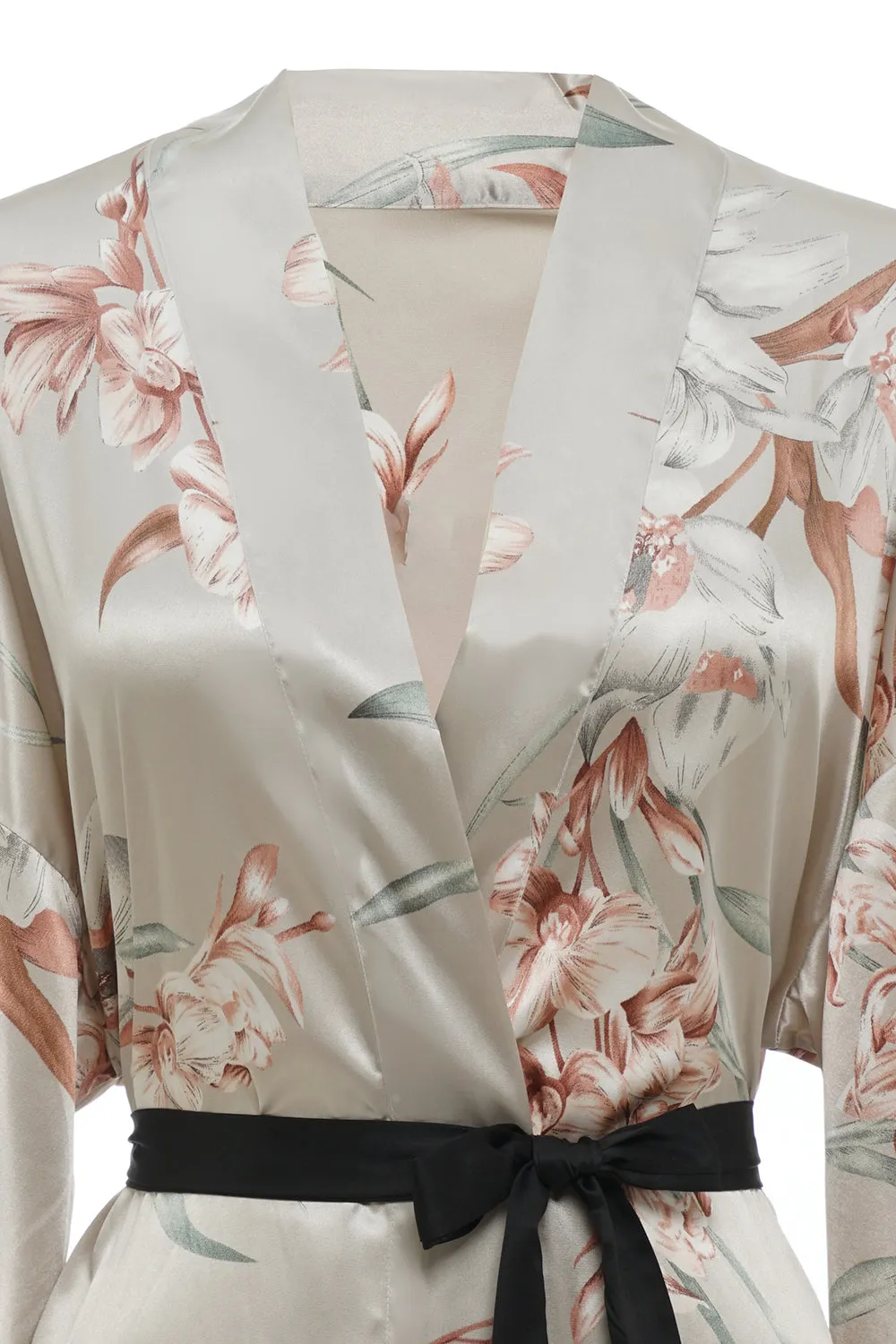 Light Grey Floral Satin Bridal Robe sold by Zapaka product image thumbnail 3