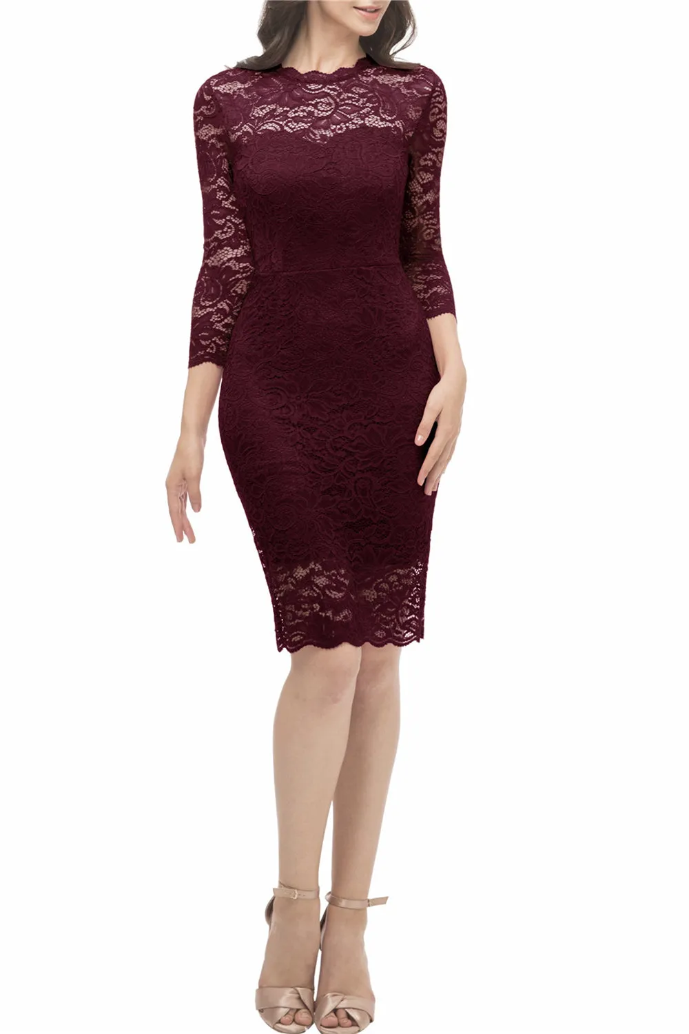 Bodycon Lace Dress with Sleeves sold by Zapaka product image thumbnail 3