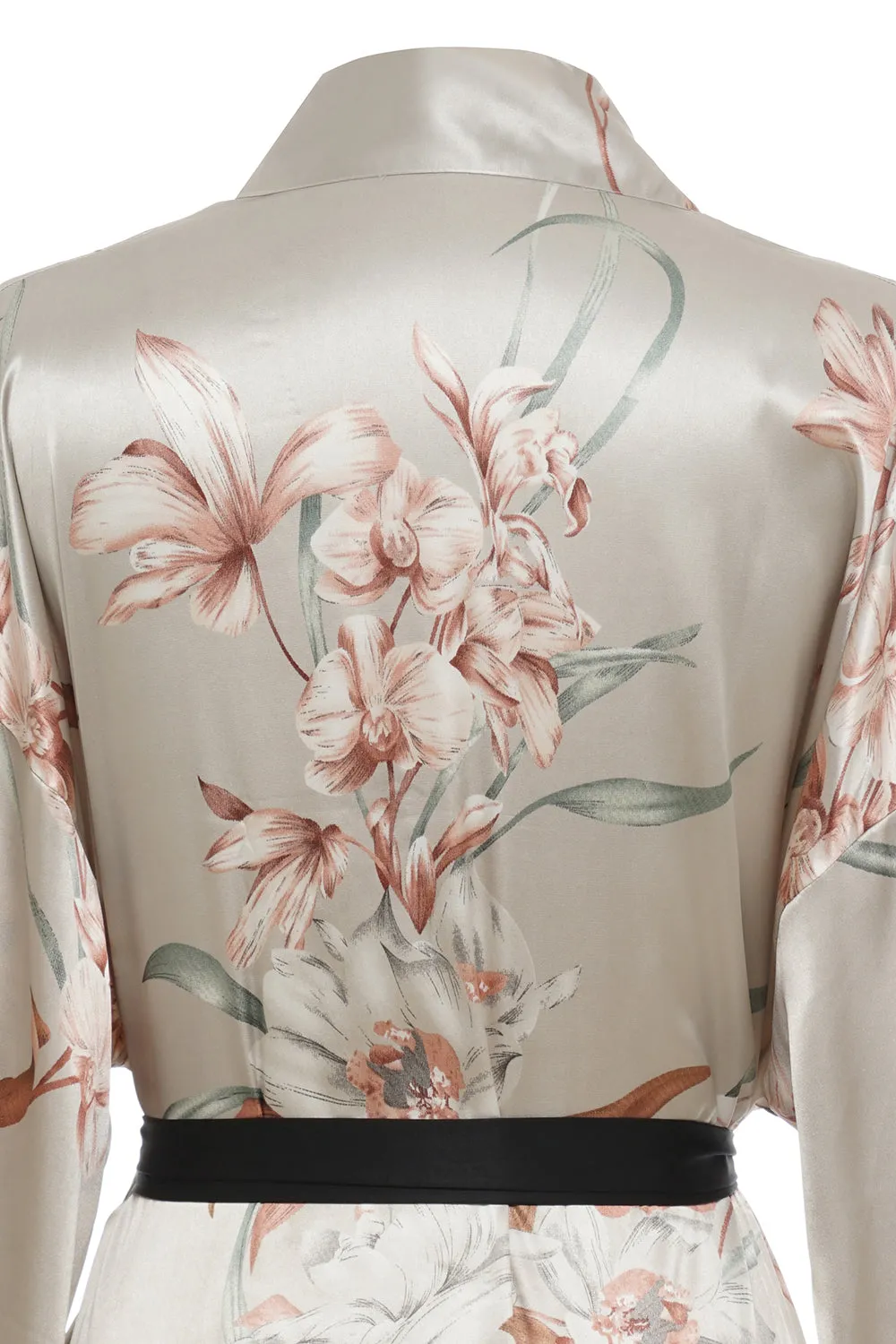 Light Grey Floral Satin Bridal Robe sold by Zapaka product image thumbnail 4