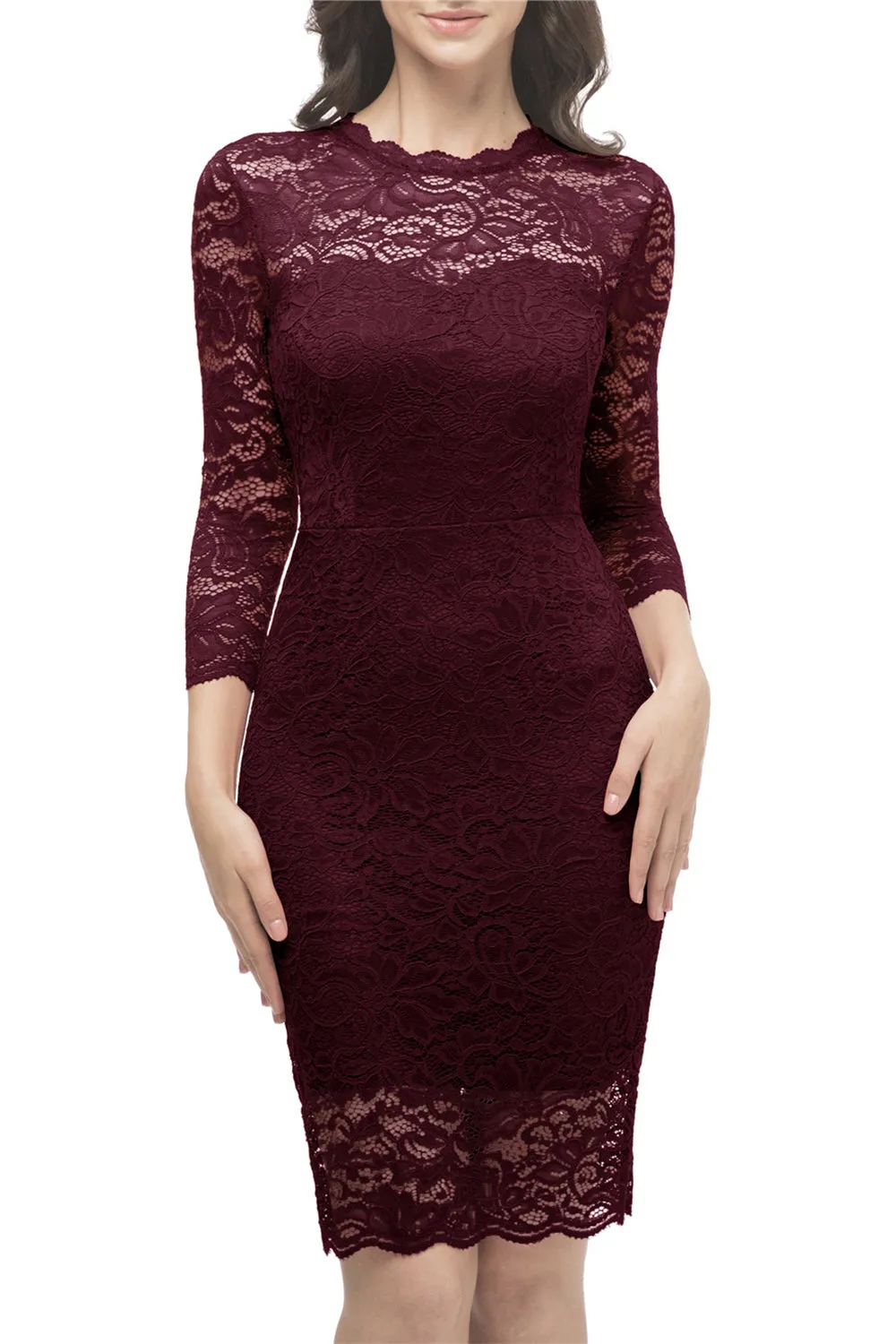 Bodycon Lace Dress with Sleeves sold by Zapaka