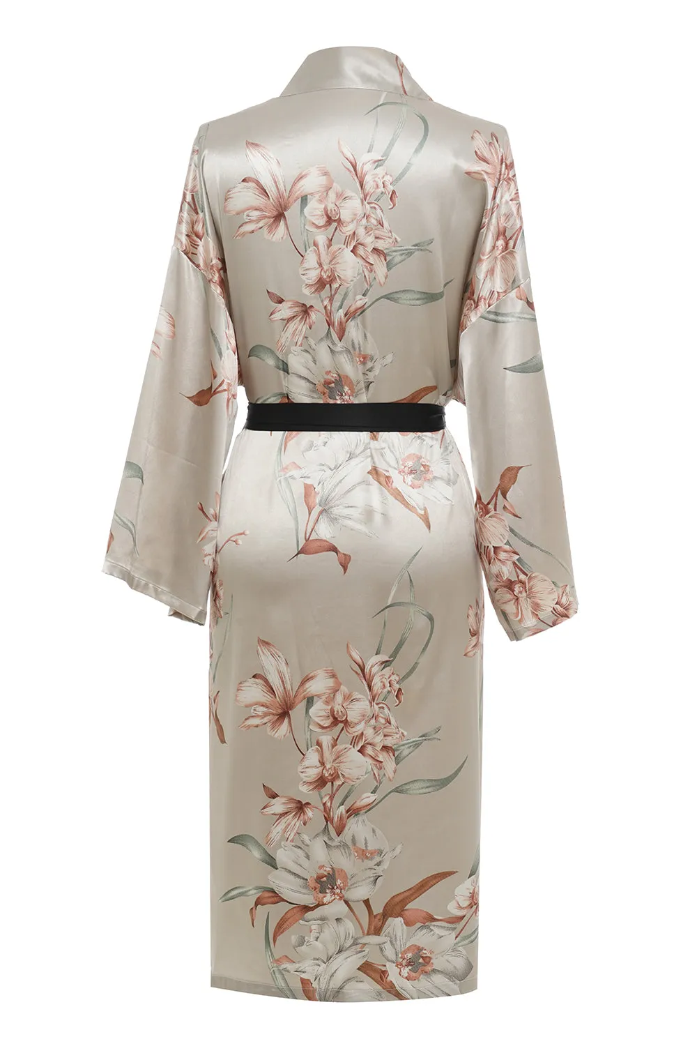 Light Grey Floral Satin Bridal Robe sold by Zapaka product image thumbnail 2