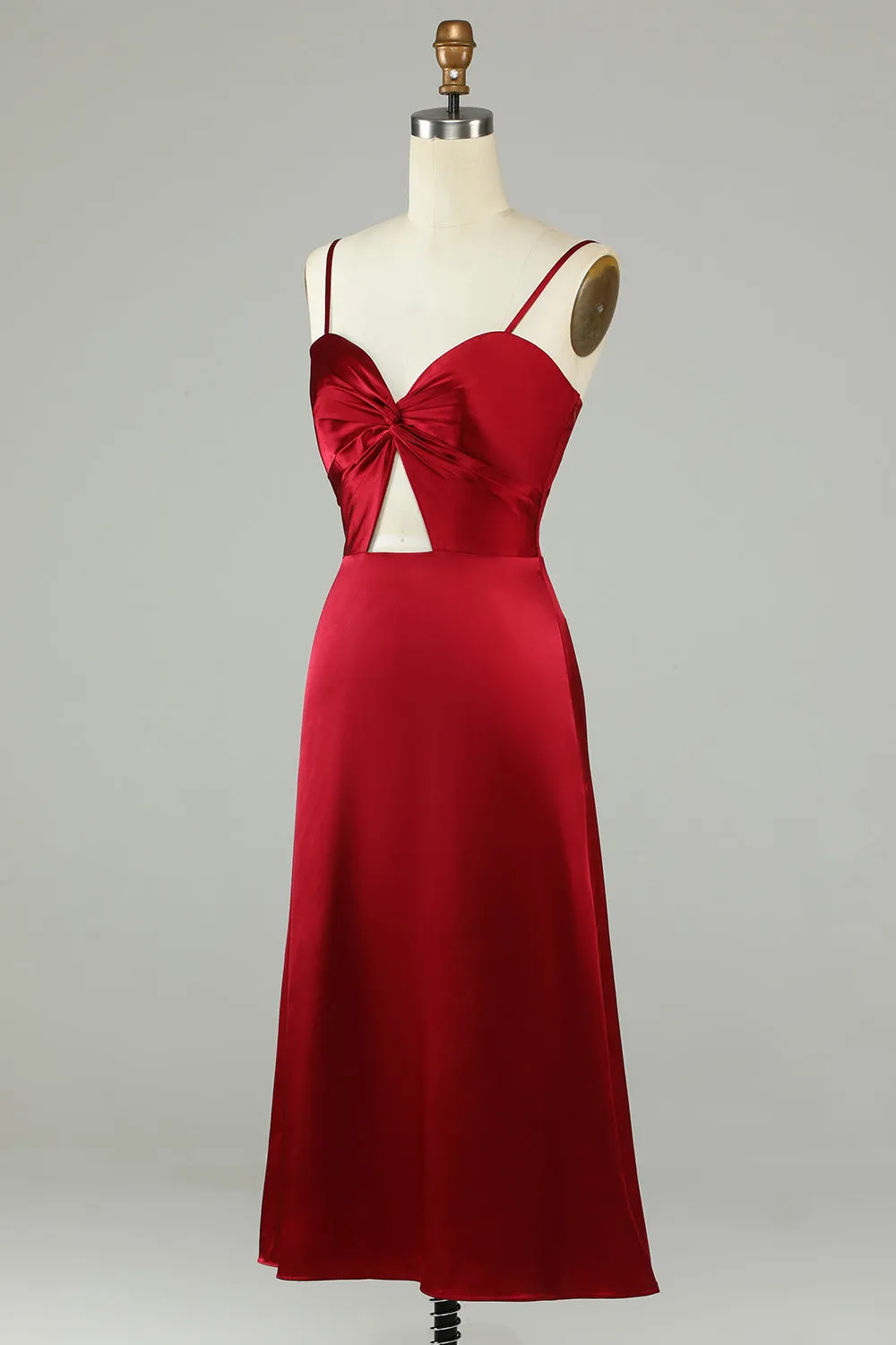 Hollow Out Burgundy Spaghetti Straps Bridesmaid Dress sold by Zapaka product image thumbnail 3