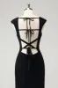 Black Blue Mermaid Cowl Neck Long Bridesmaid Dress sold by Zapaka