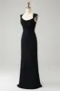 Black Blue Mermaid Cowl Neck Long Bridesmaid Dress sold by Zapaka