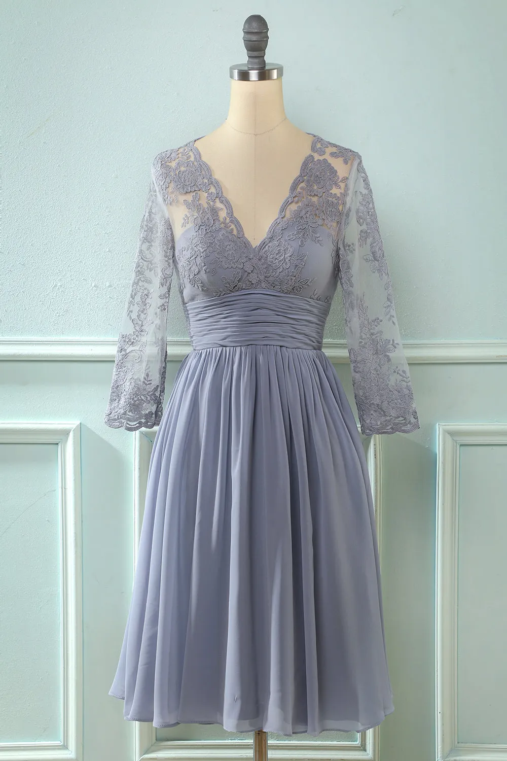 Long Sleeves Lace Short Party Dress sold by Zapaka product image thumbnail 5