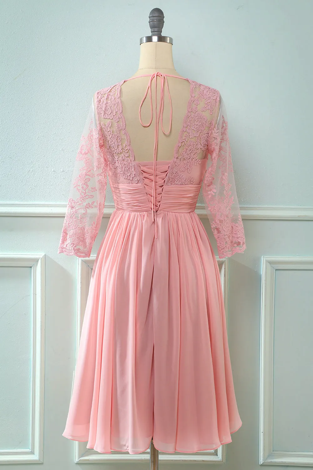 Long Sleeves Lace Short Party Dress sold by Zapaka product image thumbnail 2