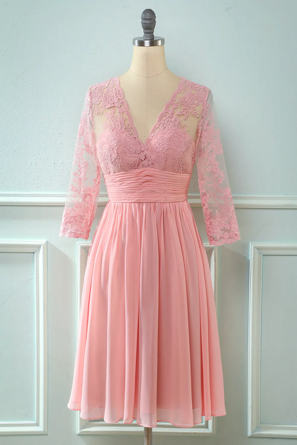 Long Sleeves Lace Short Party Dress sold by Zapaka