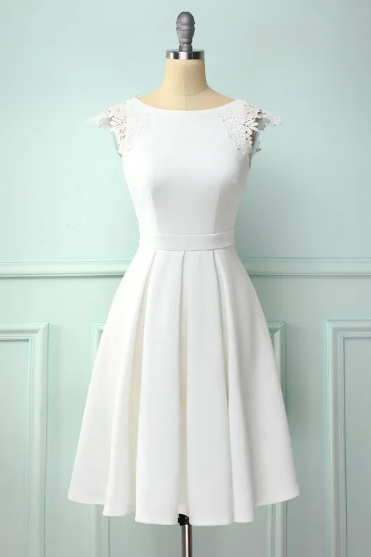 White Vintage Dress with Lace sold by Zapaka