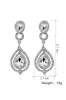 Bridal Wedding White Crystal Teardrop Pendant Earrings sold by Zapaka