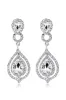 Bridal Wedding White Crystal Teardrop Pendant Earrings sold by Zapaka