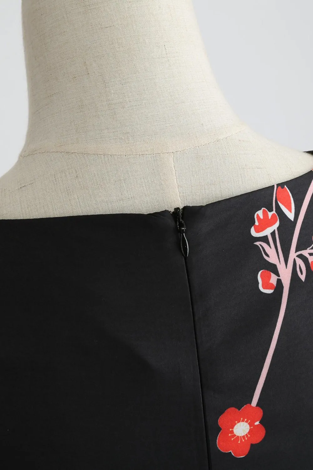 Black Sleeveless Printed Swing Vintage Dress sold by Zapaka product image thumbnail 4