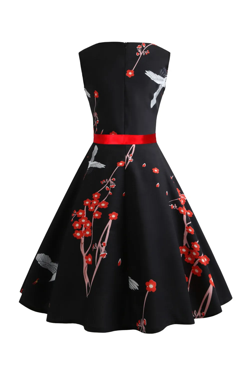 Black Sleeveless Printed Swing Vintage Dress sold by Zapaka product image thumbnail 2