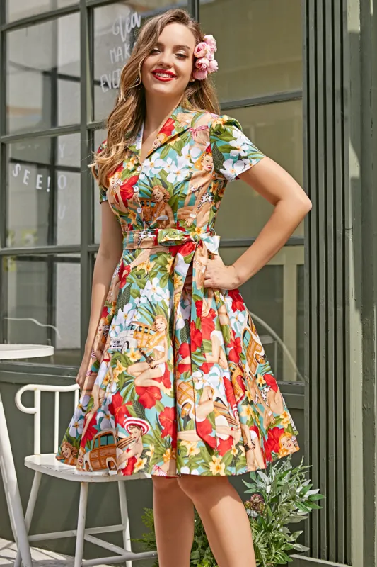 Vintage Print 1950s Swing Dress sold by Zapaka