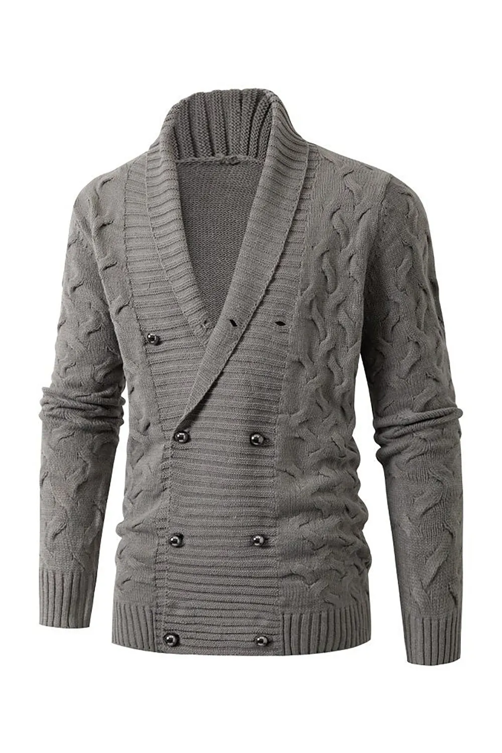 Grey Mens Casual Stand Collar Cardigan sold by Zapaka