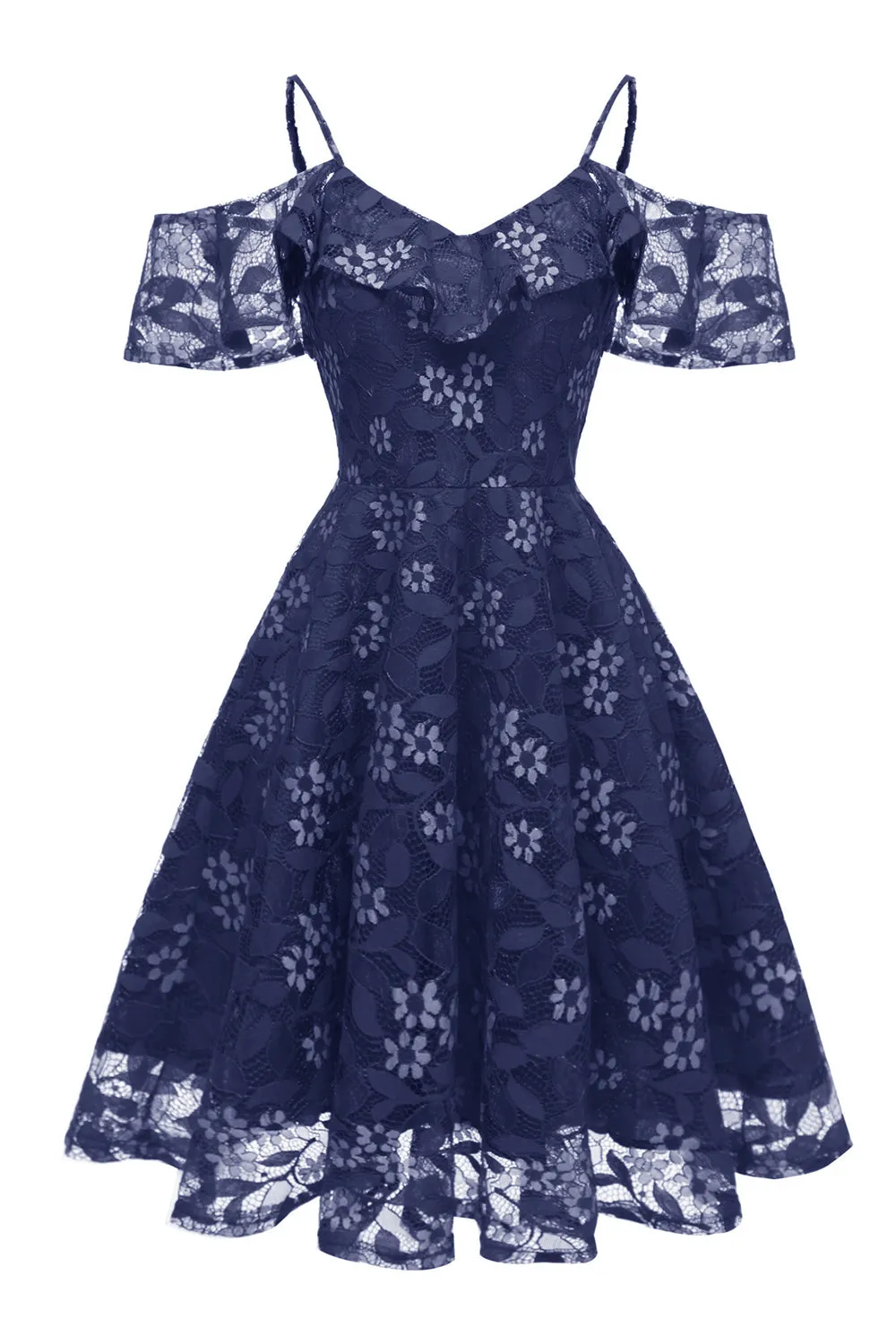 A Line Off the Shoulder Blush Lace Dress sold by Zapaka product image thumbnail 4