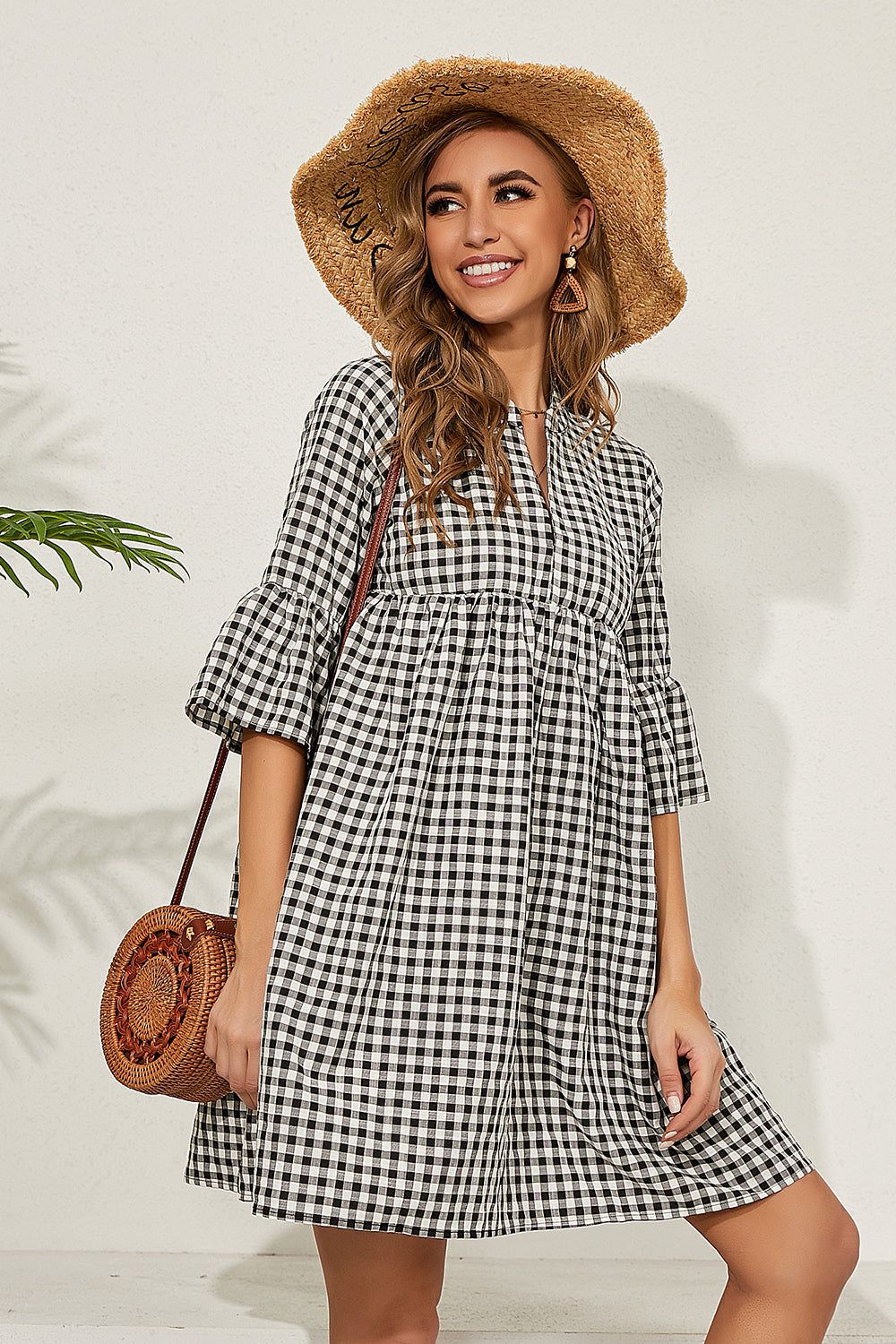 Plaid Short Summer Dress sold by Zapaka product image thumbnail 3