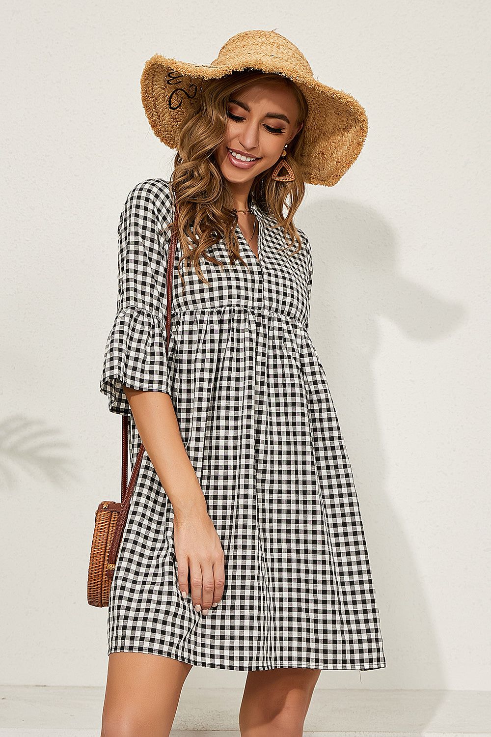 Plaid Short Summer Dress sold by Zapaka product image thumbnail 4