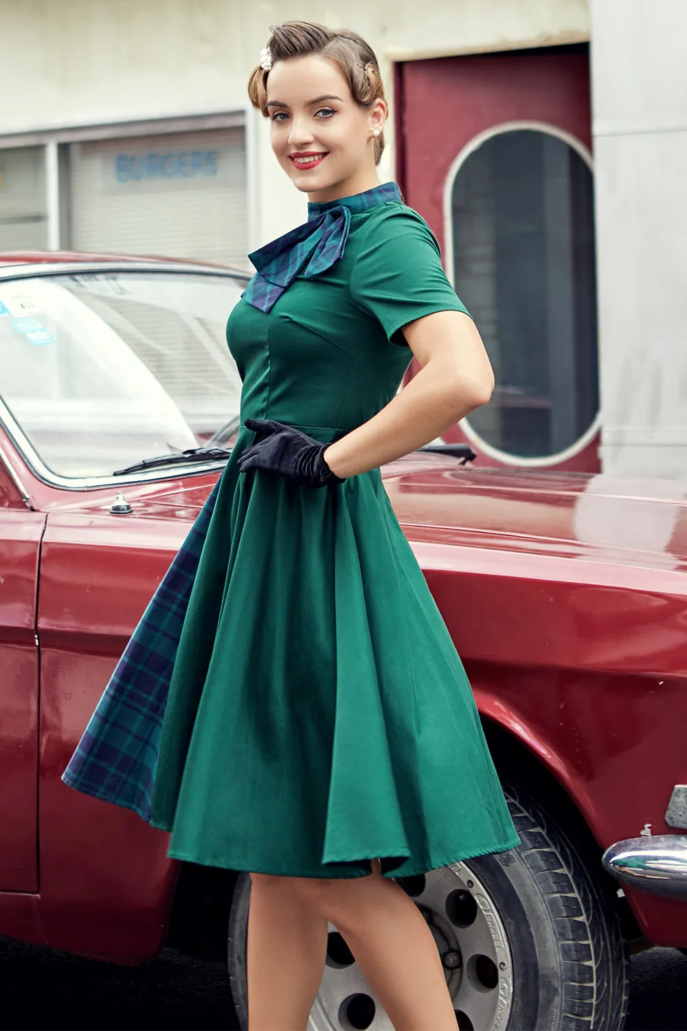 Green Plaid Swing Vintage 1950s Dress | Parallel