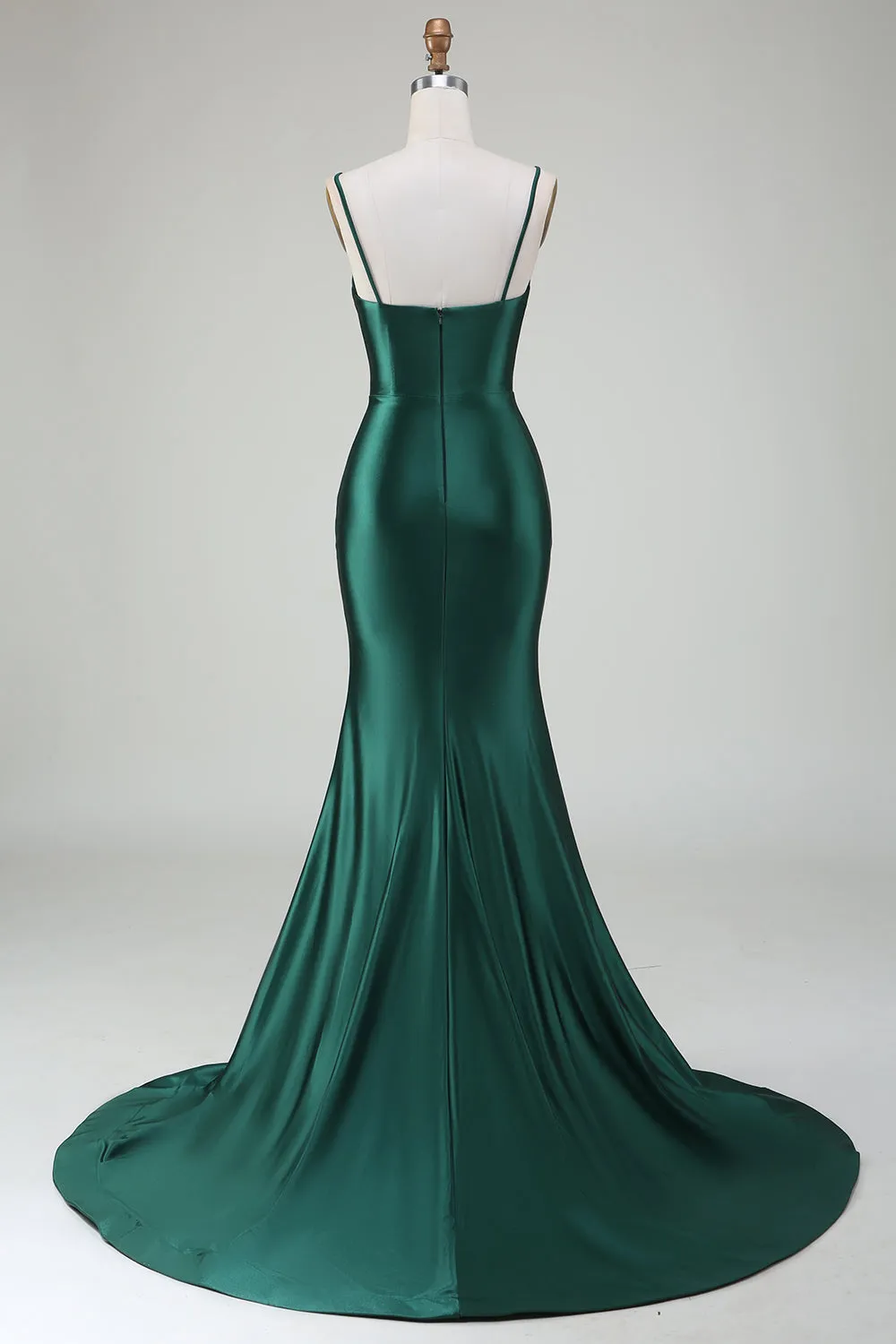 Dark Green Mermaid Spaghetti Straps Sweep Train Prom Dress sold by Zapaka product image thumbnail 2