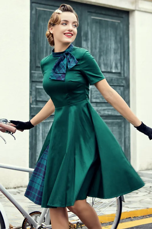 Green Plaid Swing Vintage 1950s Dress sold by Zapaka