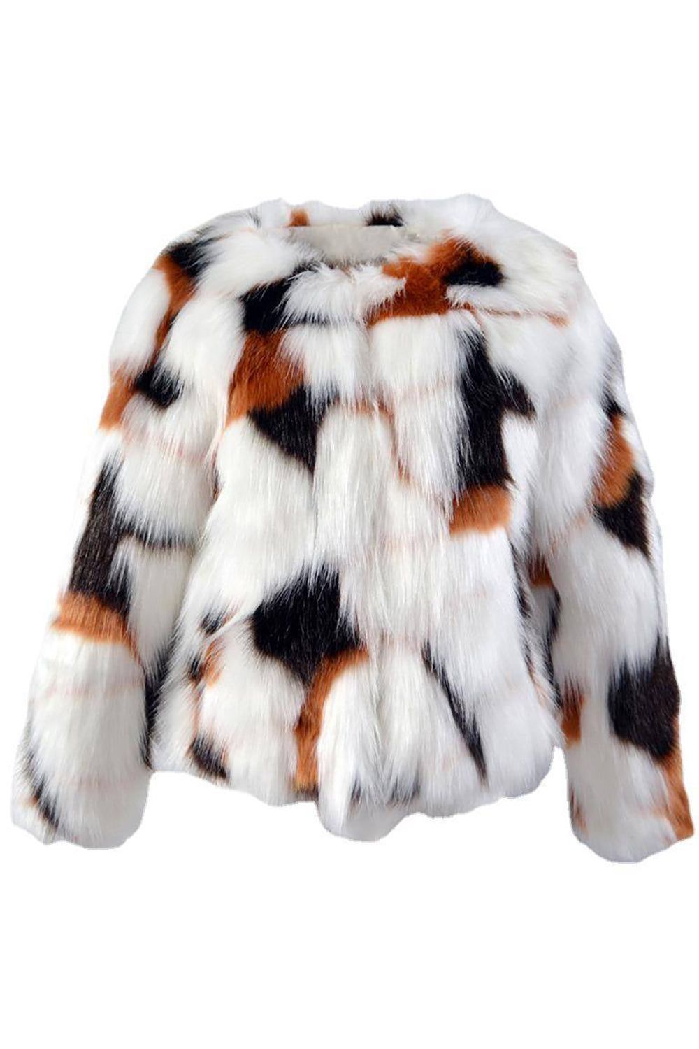 Patchwork Multicolor Faux Fur Coat sold by Zapaka product image thumbnail 4
