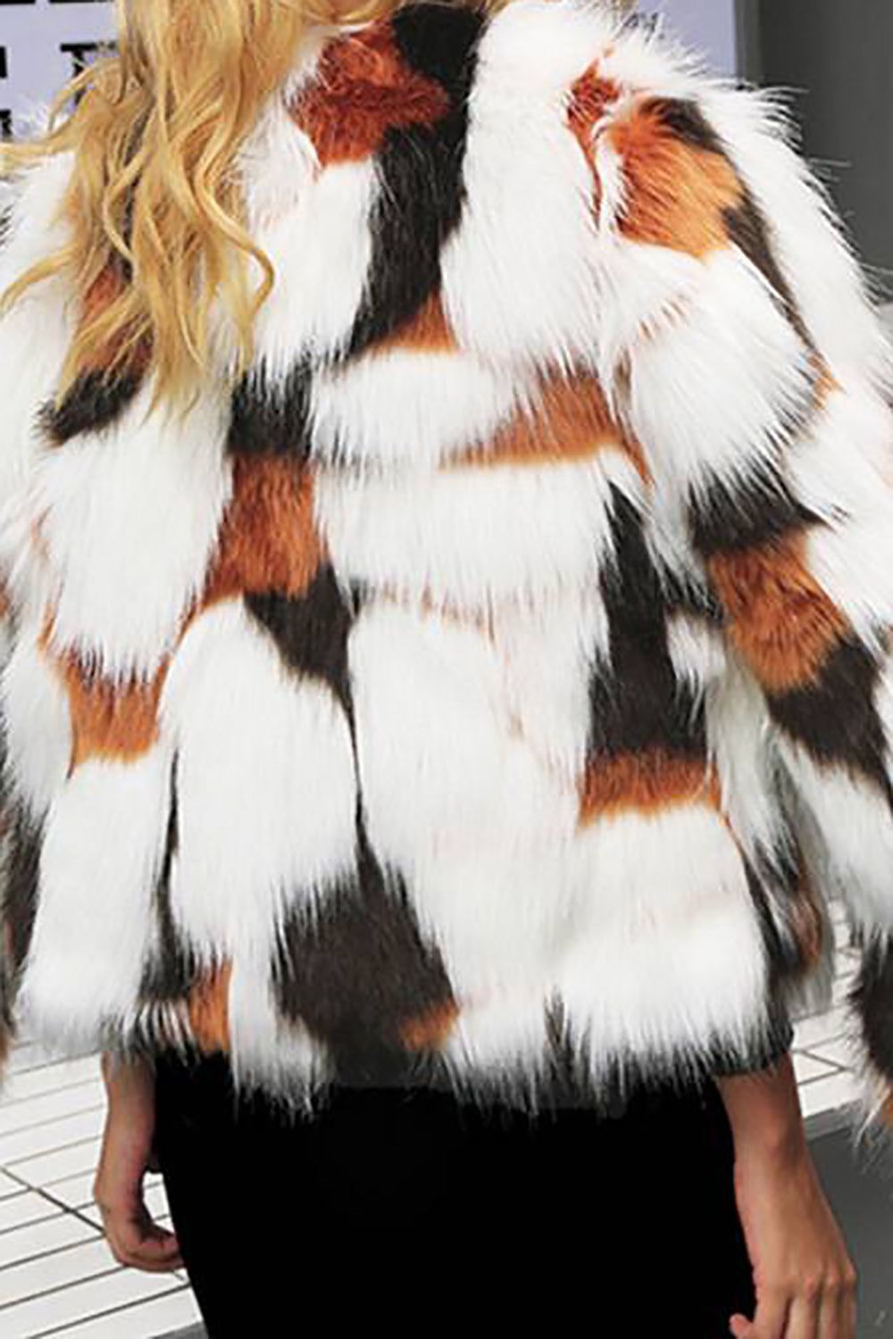 Patchwork Multicolor Faux Fur Coat sold by Zapaka product image thumbnail 2