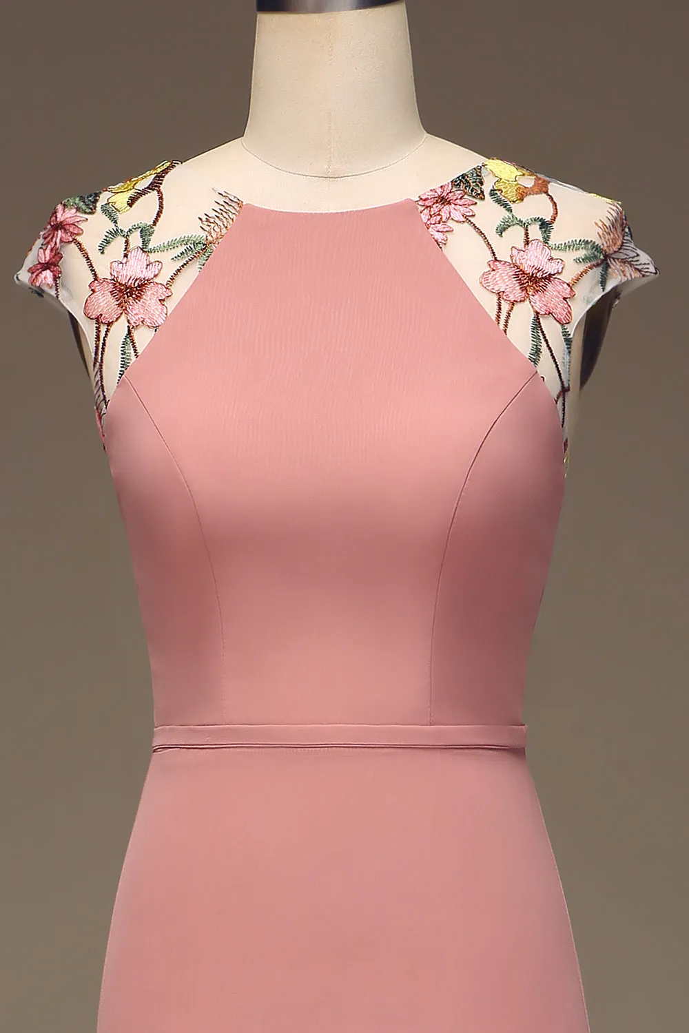 Dusty Rose A-line Chiffon and Embroidery Maxi Bridesmaid Dress sold by Zapaka product image thumbnail 4