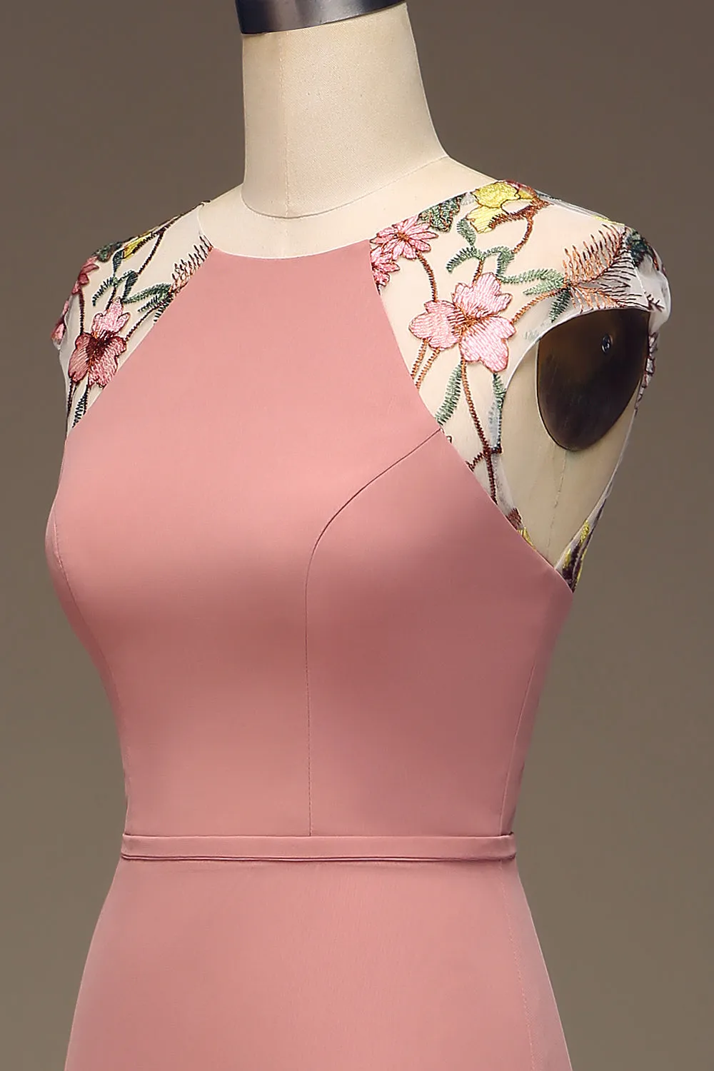 Dusty Rose A-line Chiffon and Embroidery Maxi Bridesmaid Dress sold by Zapaka product image thumbnail 5