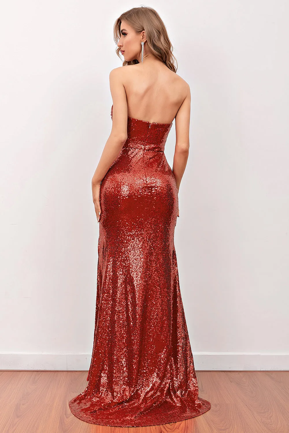 Red Sequin Mermaid Long Prom Dress sold by Zapaka product image thumbnail 2