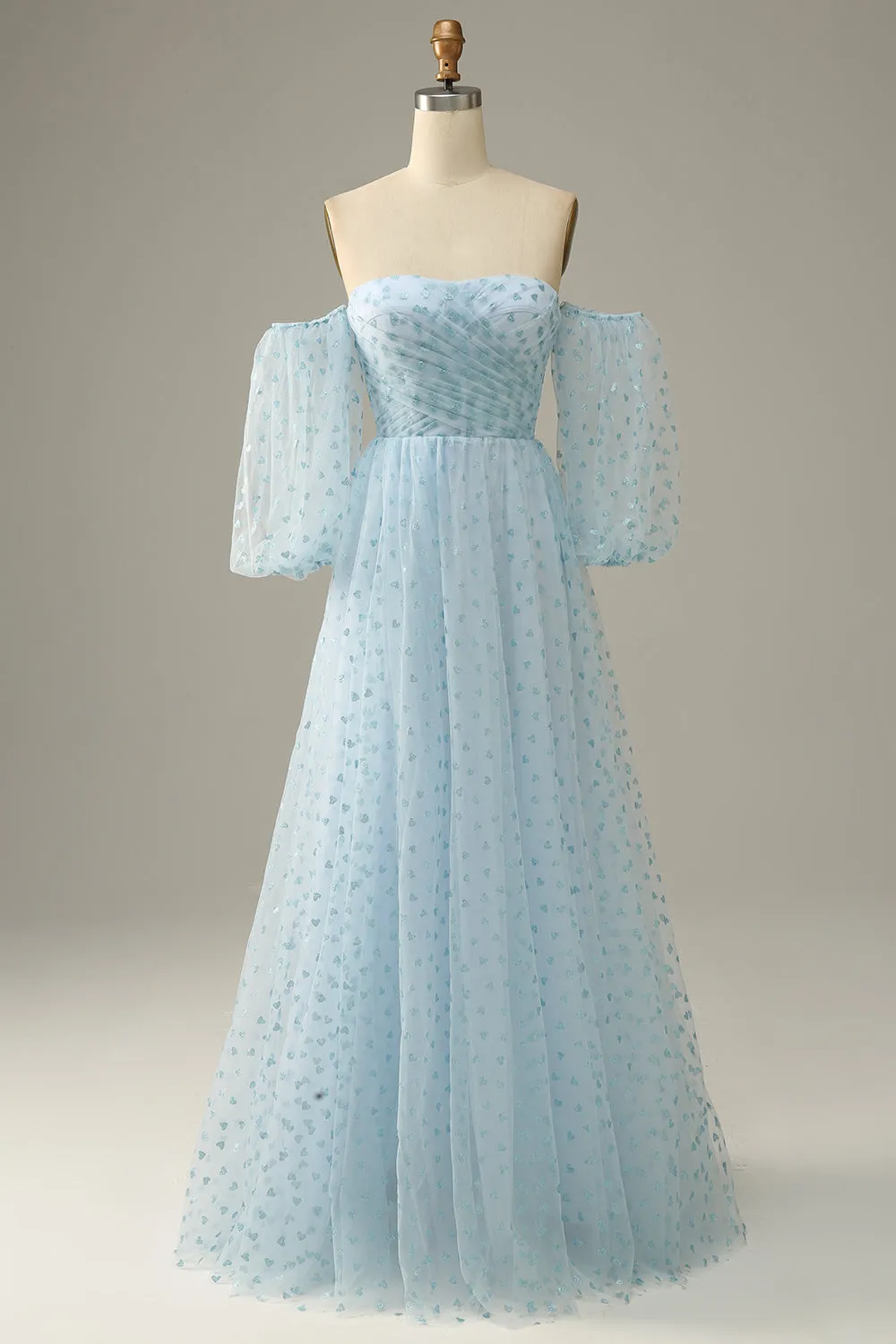 Sky Blue Off The Shoulder Prom Dress sold by Zapaka