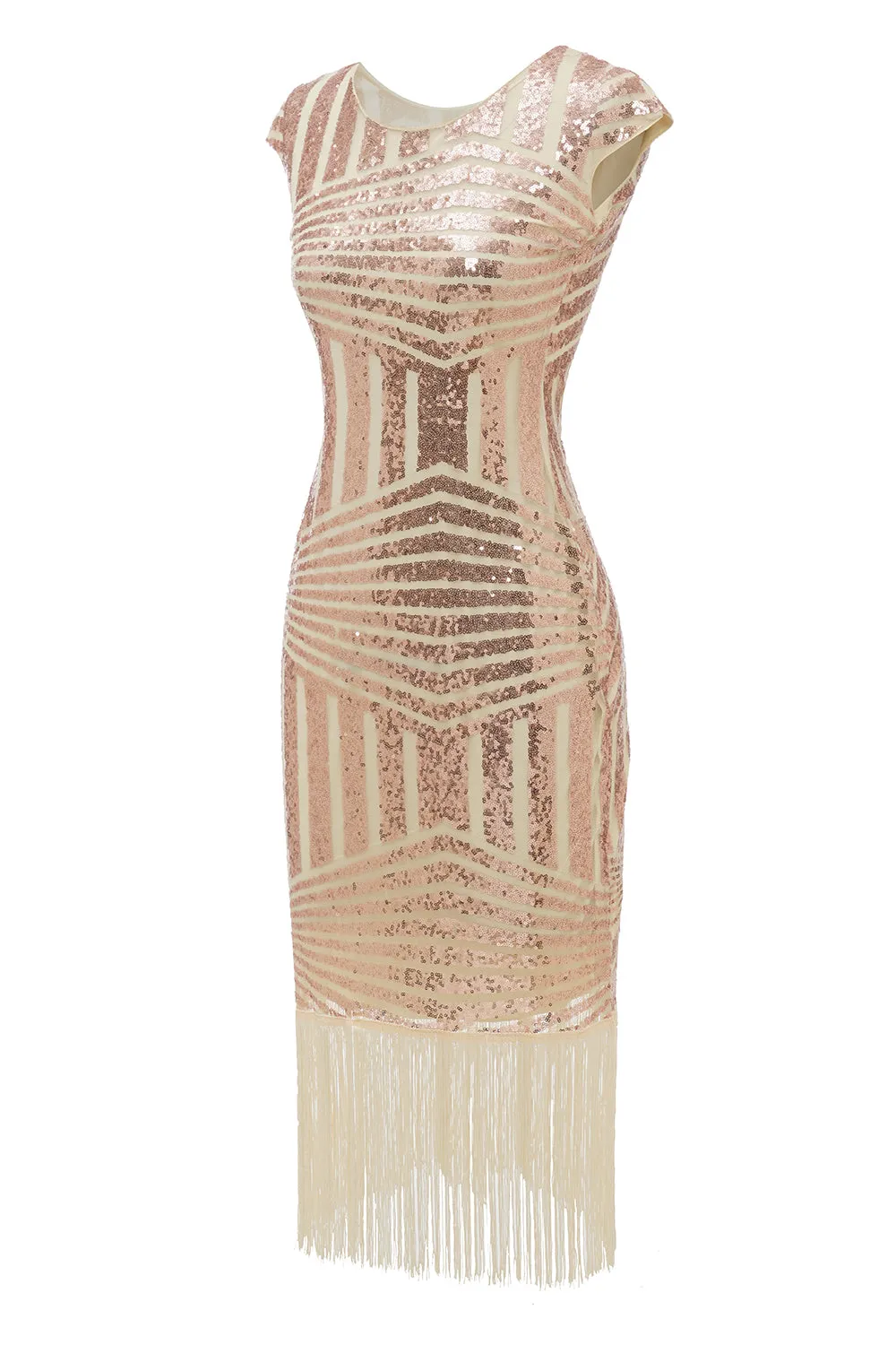 Blush Round Neck 1920s Flapper Dress sold by Zapaka product image thumbnail 3