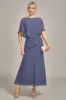 Sheath Scoop Tea-Length Stormy Chiffon Mother of the Bride Dress sold by Zapaka