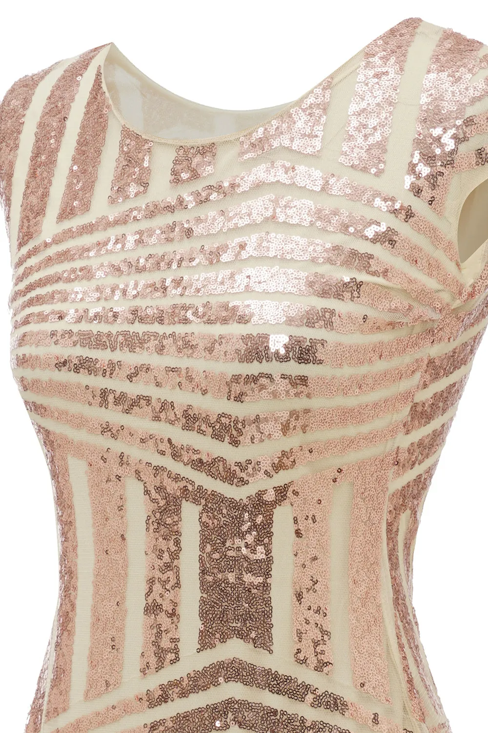 Blush Round Neck 1920s Flapper Dress sold by Zapaka product image thumbnail 4