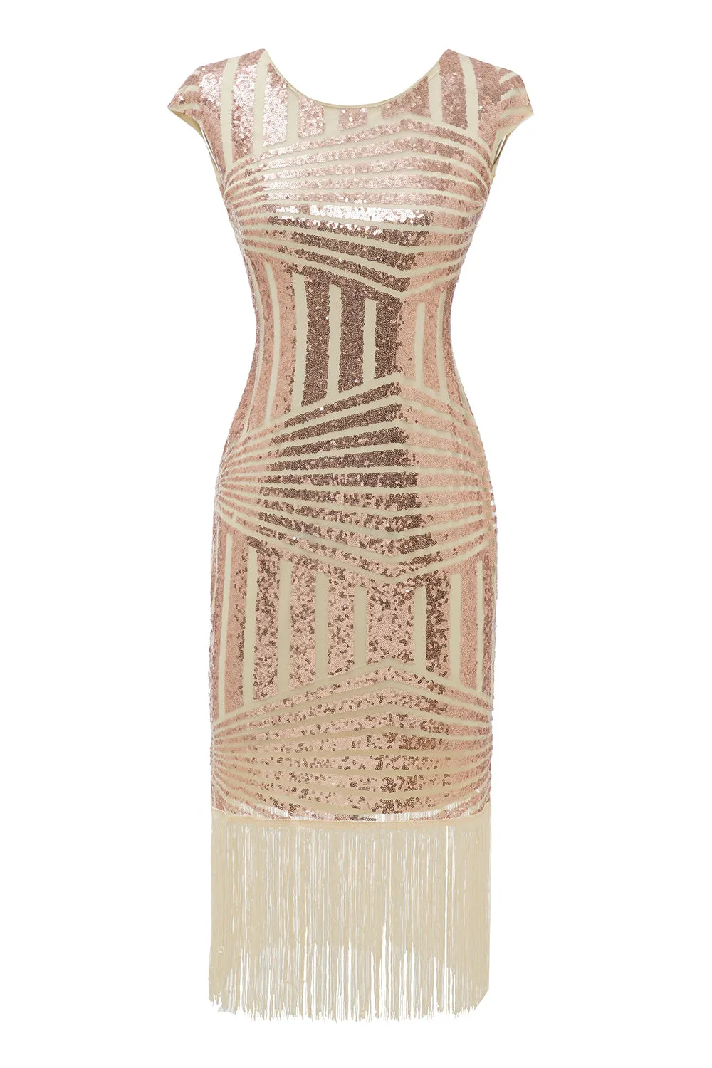 Blush Round Neck 1920s Flapper Dress sold by Zapaka