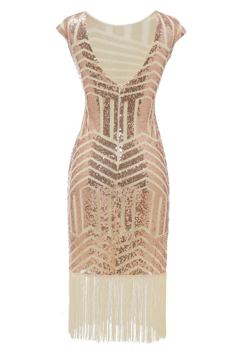 Blush Round Neck 1920s Flapper Dress sold by Zapaka product image thumbnail 2