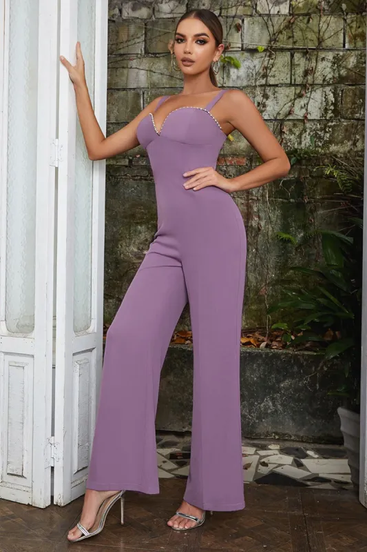 Beaded Purple Jumpsuits For Party sold by Zapaka
