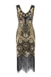 Golden Sequins 1920s Dress with Fringes sold by Zapaka