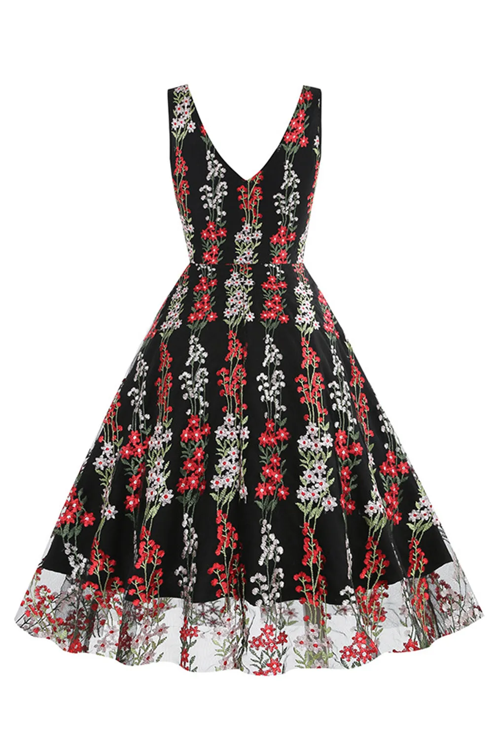 Black Swing 1950s Dress with Embroidery sold by Zapaka product image thumbnail 2